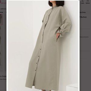 Light Green Bishop Sleeve Button Front Oversize Dress sz Small 36 NWOT